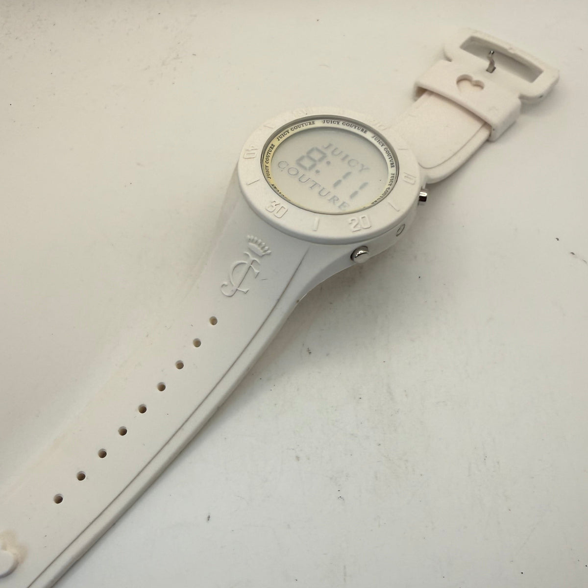 juicy Couture White Digital Silicone Strap 43mm Quartz Watch (Fully Tested and Working)- £25.00