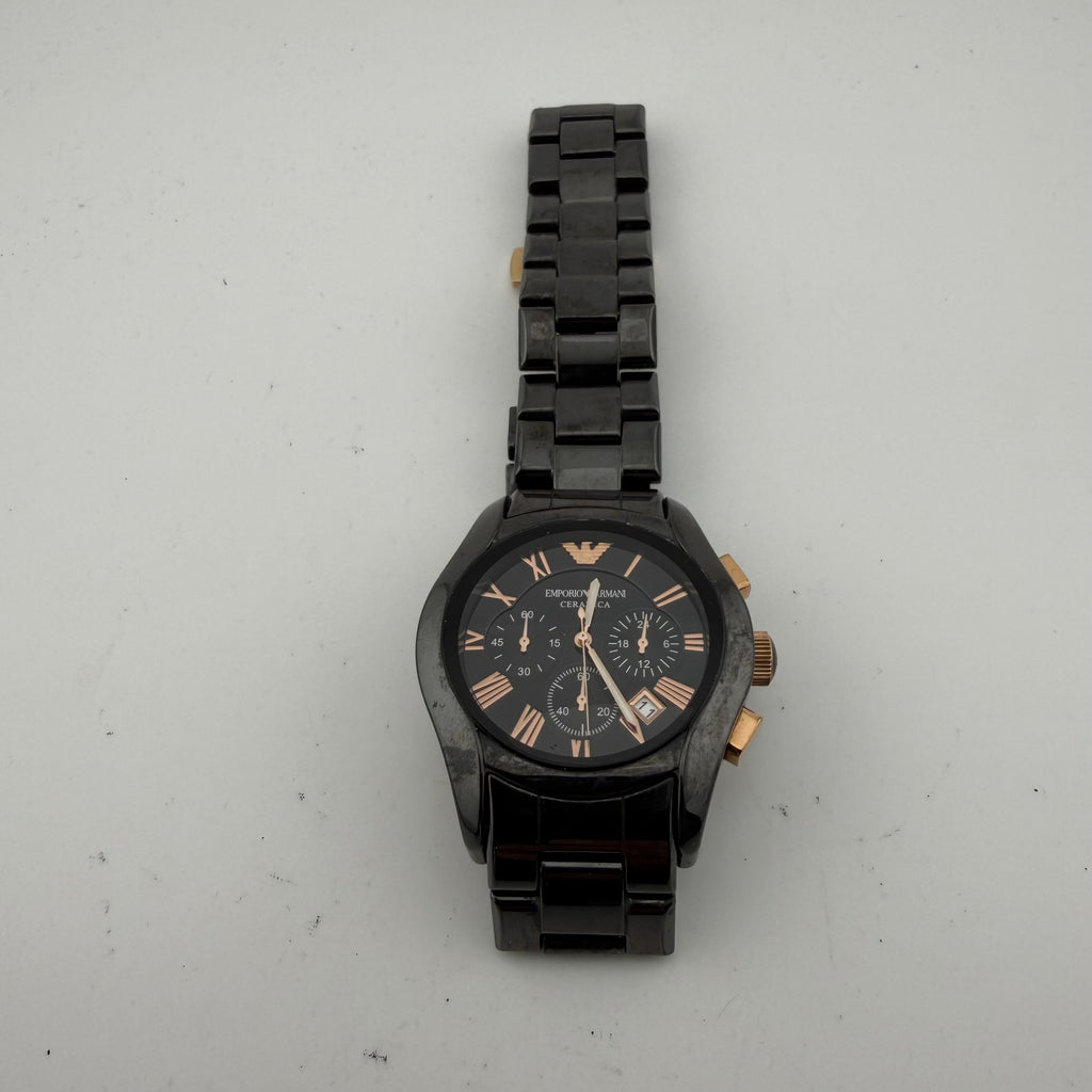 Emporio Armani AR1410 Ceramica Black Rose Gold Chronograph Watch Fully Tested and Working- £80.00