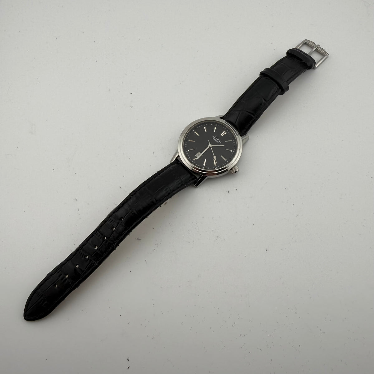 Rotary GS03439 Gents Black Dial Date Quartz Leather Watch Fully Tested and Working- £40.00