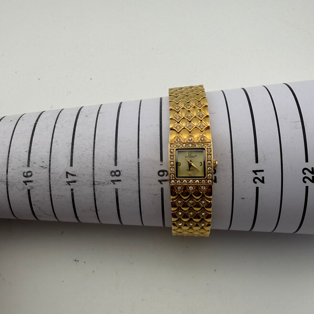 Citron L123L Ladies Gold Tone Quartz Watch Crystal Set Fully Tested and Working- £12.000