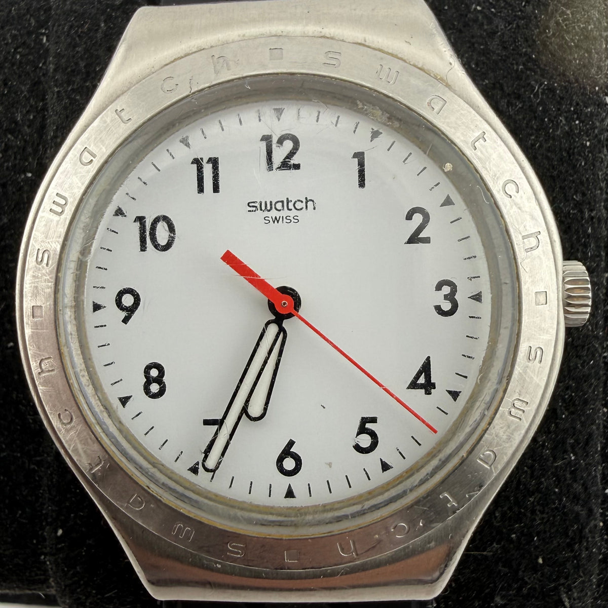 Swatch Irony Swiss Quartz Gents Watch White Dial Black Silicone Strap Fully Tested and Working- £30.00