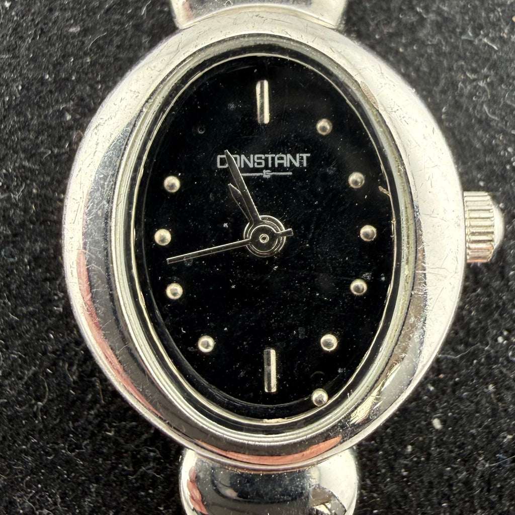 Constant Ladies Silver Tone Black Dial Quartz Bracelet Watch Fully Tested and  Working- £15.00