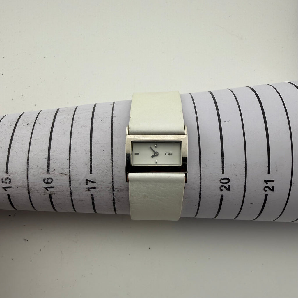 STORM Mojo 02772 White Leather Strap Rectangular Quartz Watch Fully Tested and Working- £28.00