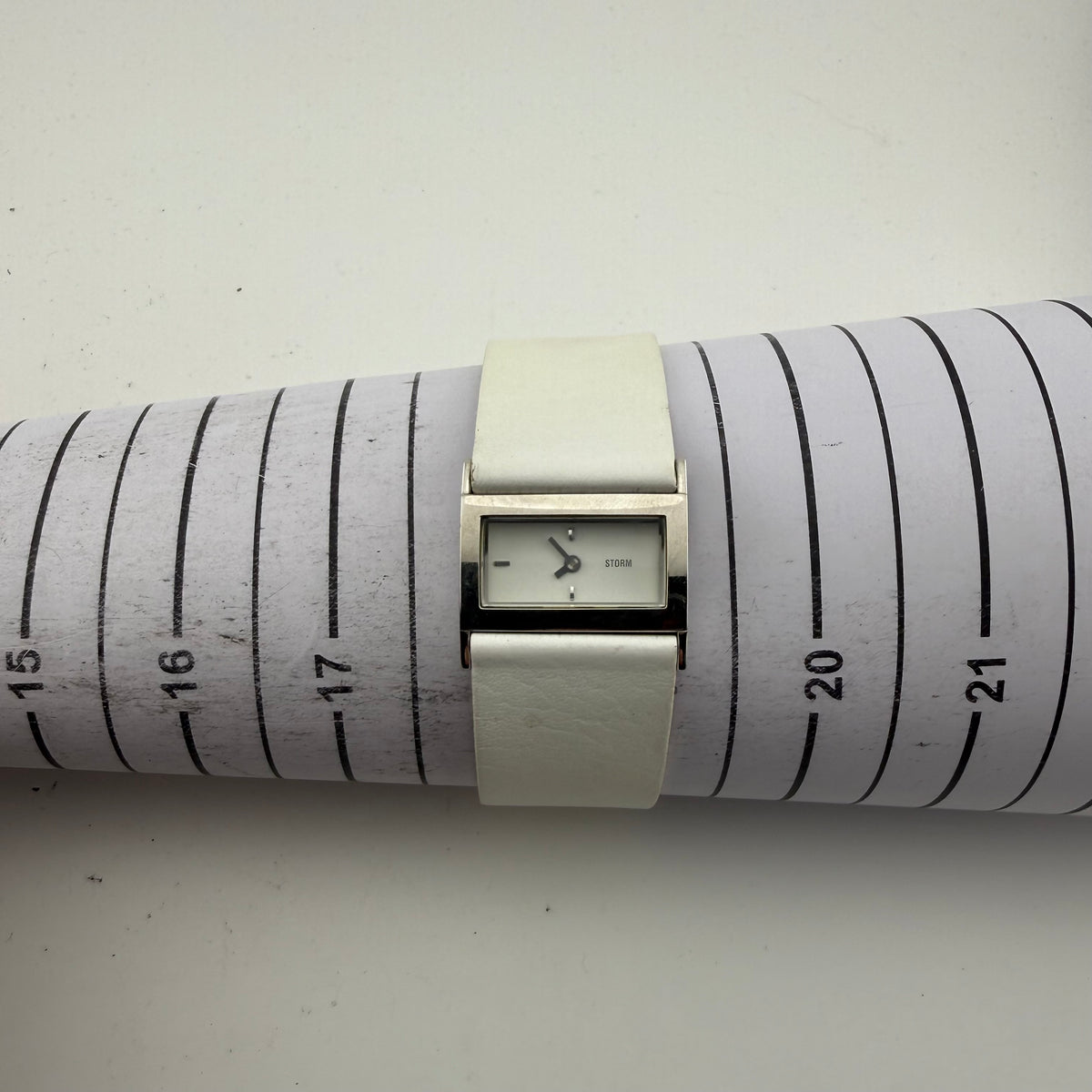 STORM Mojo 02772 White Leather Strap Rectangular Quartz Watch Fully Tested and Working- £28.00