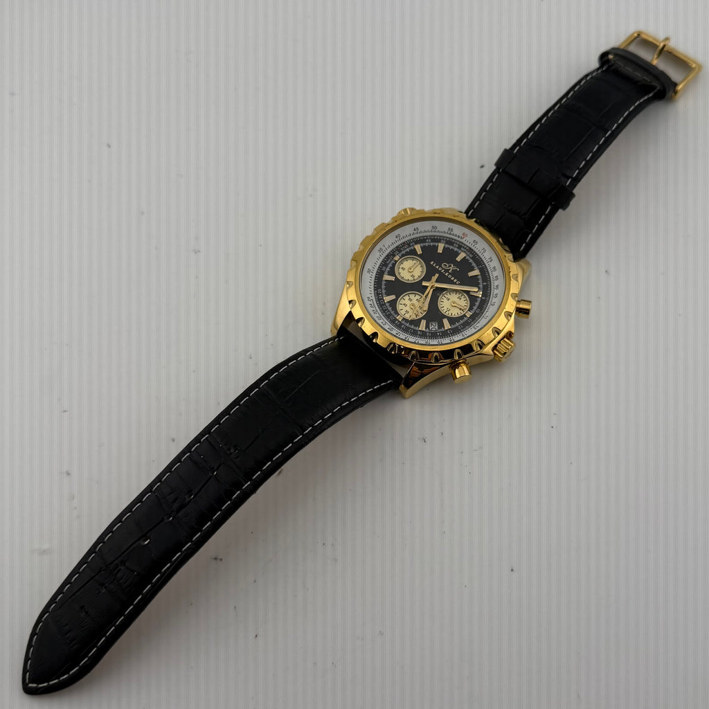 Klaus Kobec WB135517 Gold Tone Quartz Chronograph Black Dial 50mm Watch (Fully Tested and working)- £55.00
