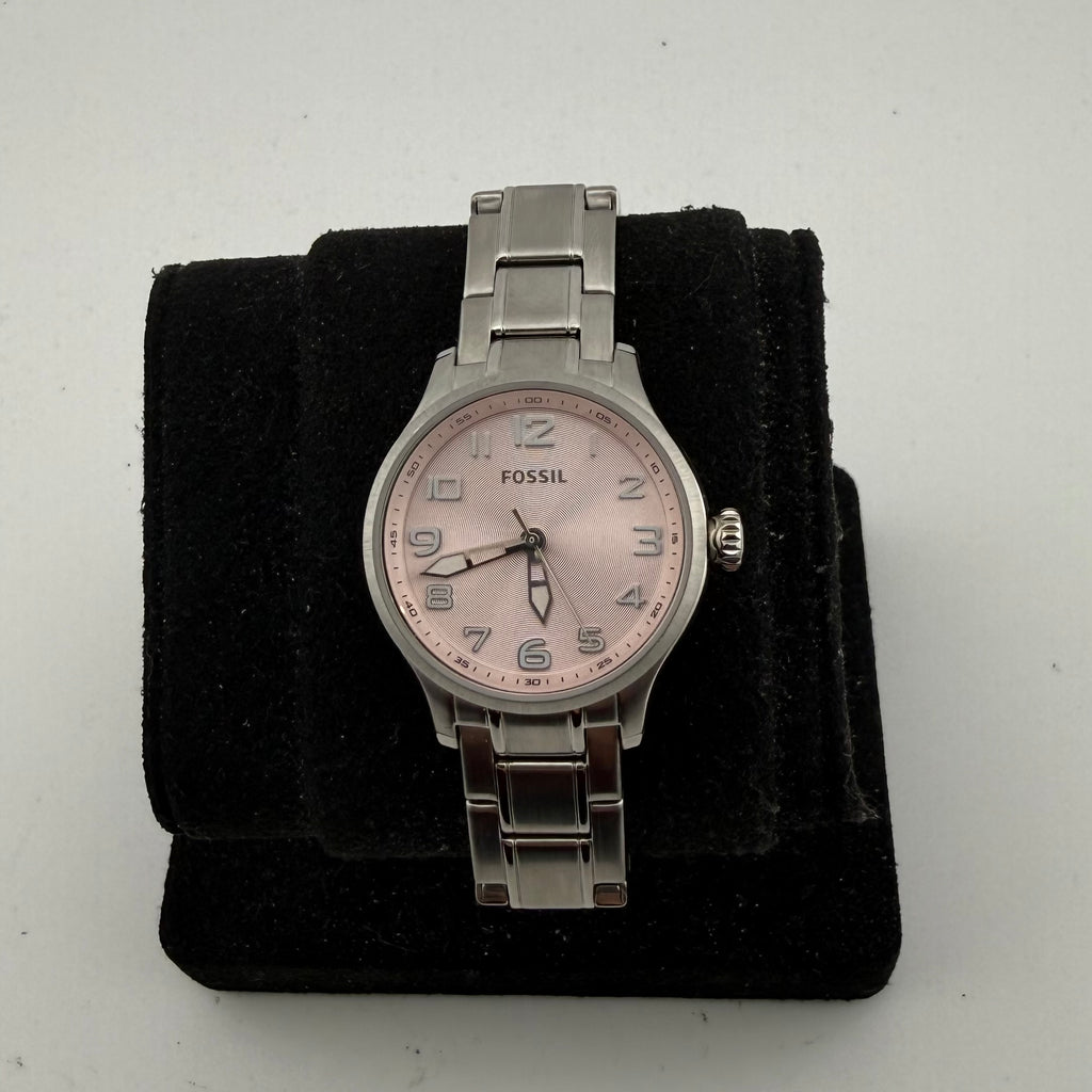Fossil AM4294 Ladies Pink Dial Stainless Steel Quartz Watch 33mm (Fully Tested and working)- £30.00