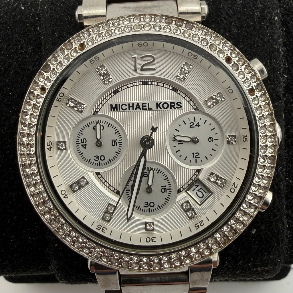 Michael Kors Parker MK5353 Ladies Crystal Chronograph Silver Watch Fully Tested and Working- £25.00