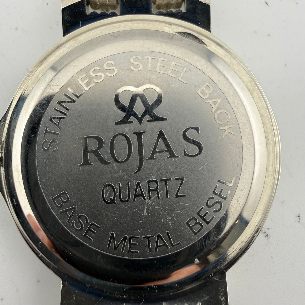 Rojas Quartz Gents Black Dial Silver Tone Bracelet Watch Fully Tested And Working- £15.00