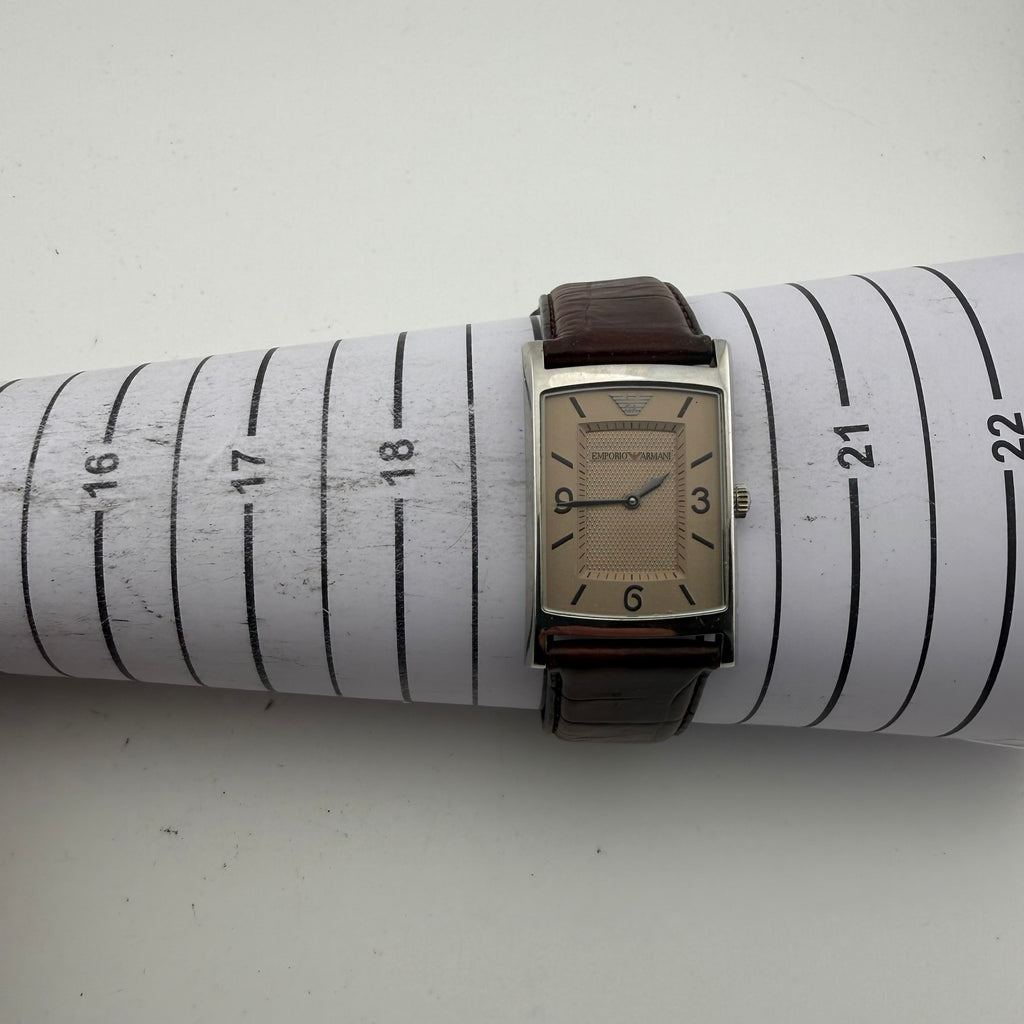 Emporio Armani AR-0148 Mens Rectangular Champagne Dial Watch Fully Tested and Working- £35.00