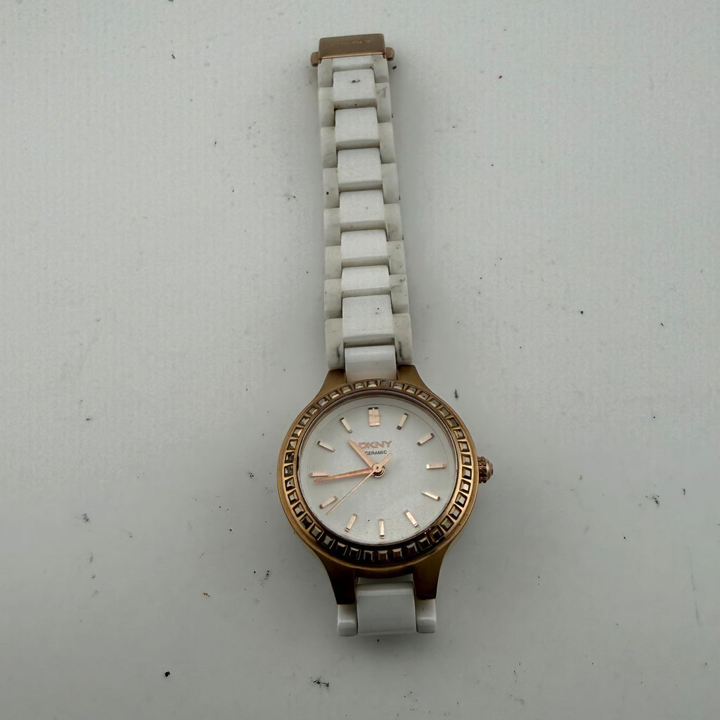 DKNY NY2251 Chambers Ladies White Ceramic Rose Gold Watch Fully Tested and Working- £25.00