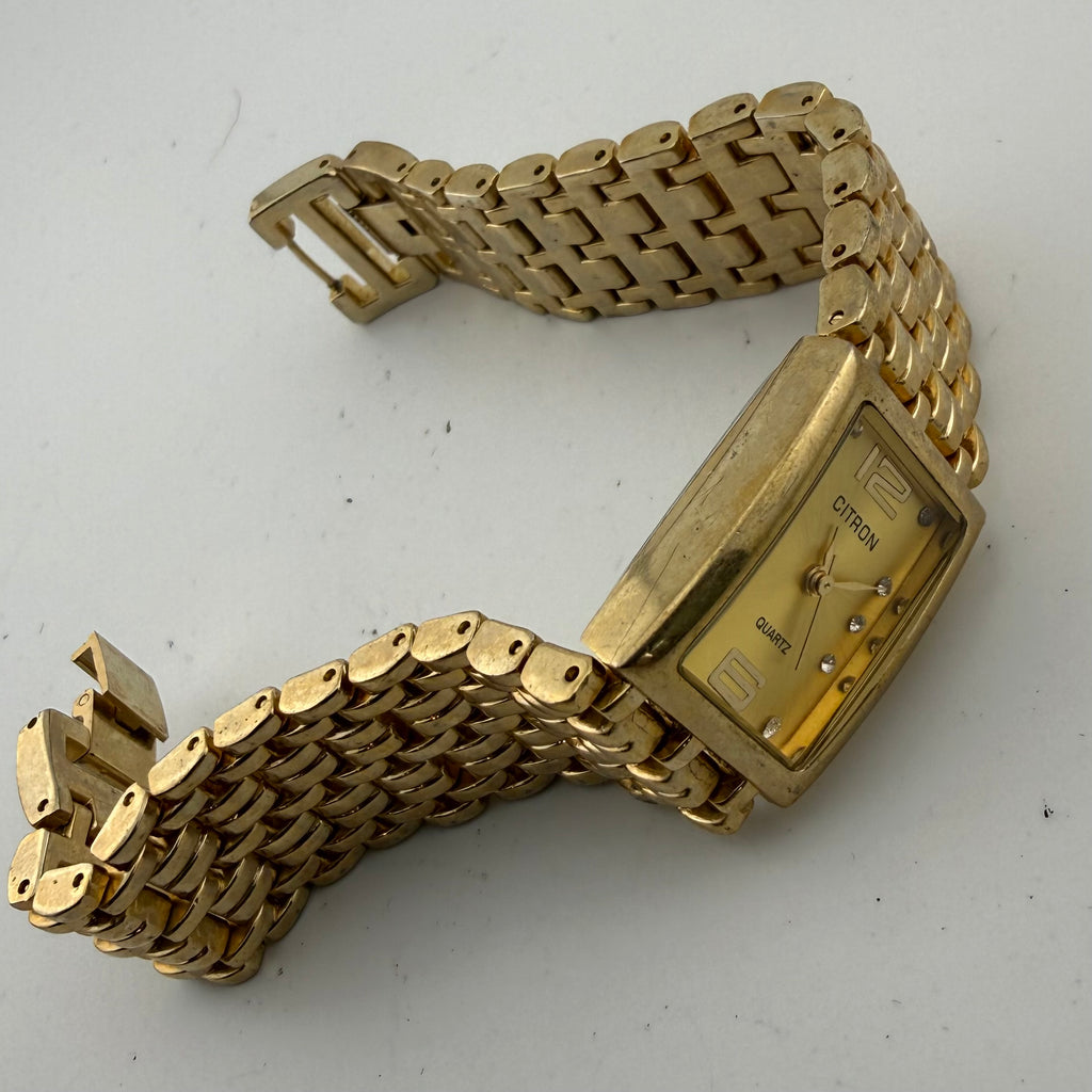 Citron CY973X Ladies Gold Tone Crystal Dial Quartz Bracelet Watch Fully Tested and Working
