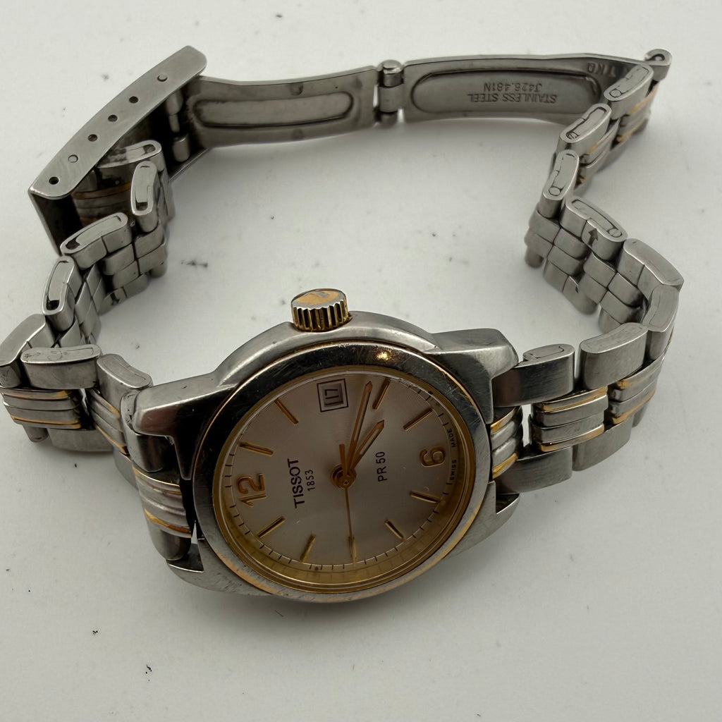 Tissot PR50 J326/426K Ladies Two Tone Swiss Quartz Date Watch Fully Tested and Working - £40.00