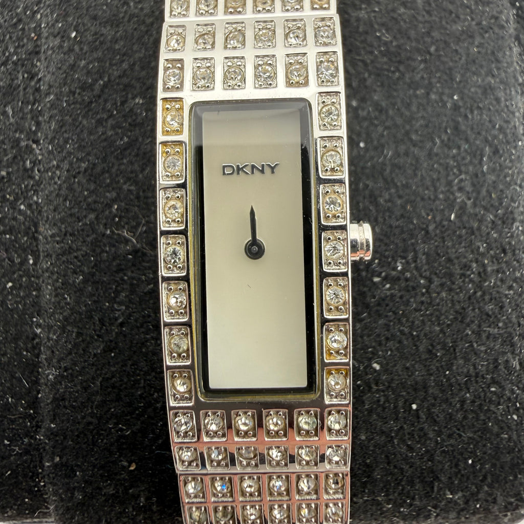 DKNY Ladies Silver Tone Crystal Set Bracelet Quartz Watch Fully Tested and Working- £35.00