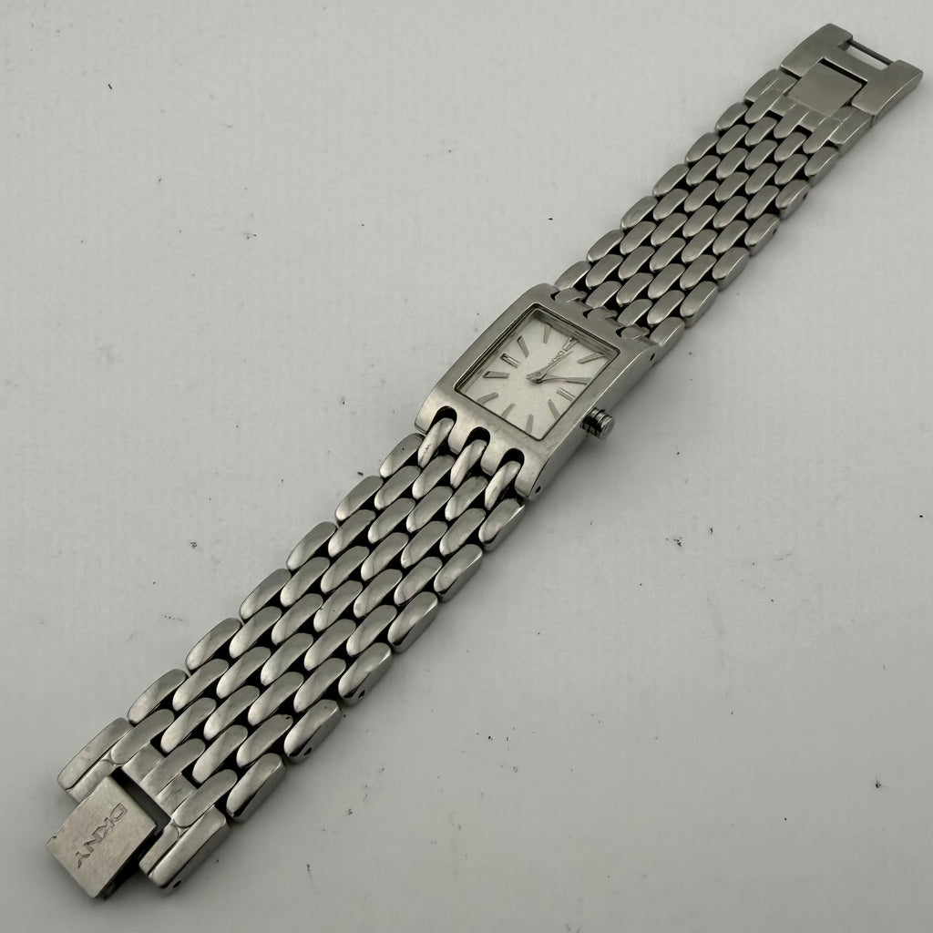 DKNY NY8191 Ladies Silver Stainless Steel Rectangular Quartz Fully Tested and Working- £25.00