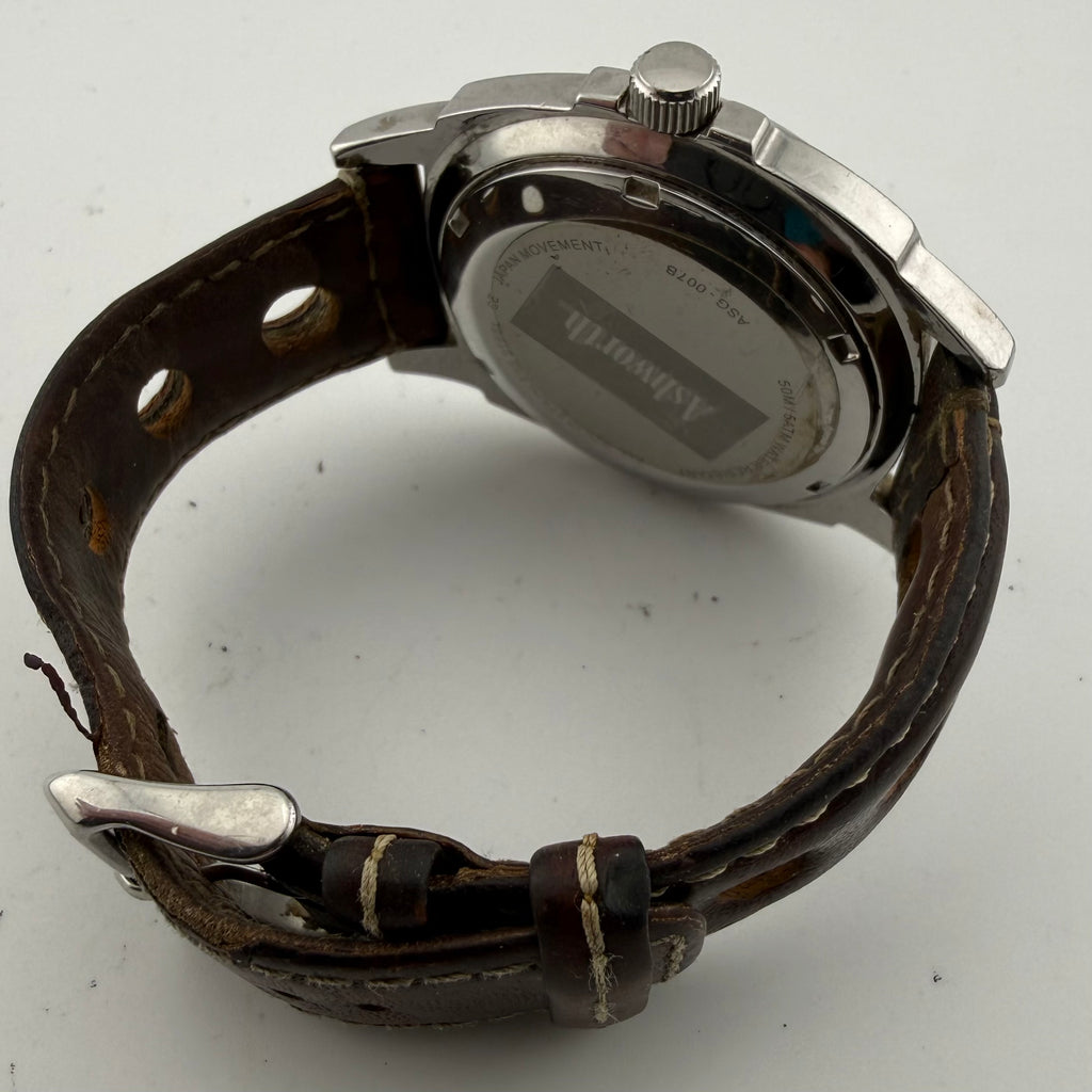 Ashworth Retro Style Blue Dial Quartz Watch 47mm Leather Strap (Fully Tested and working)- £30.00