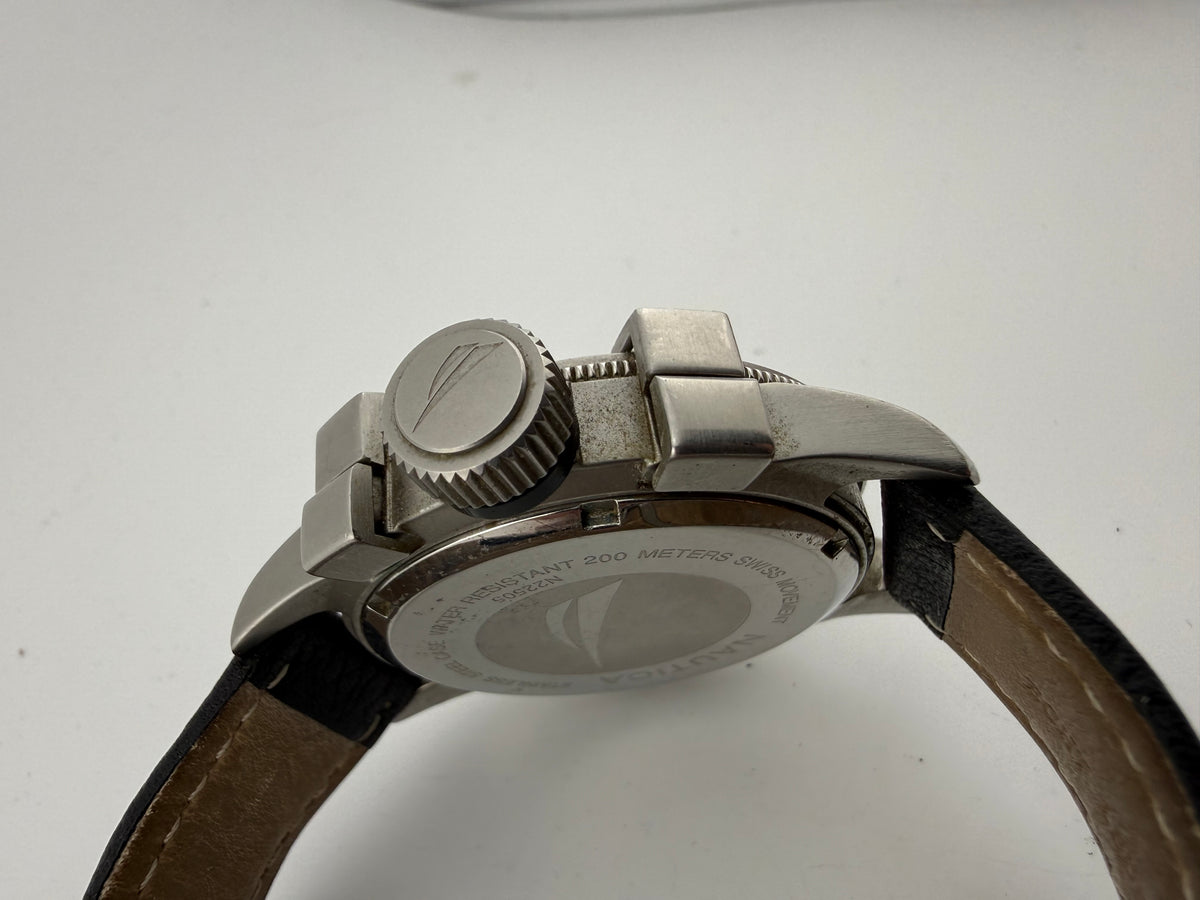 Nautica Swiss Movement 200M Chronograph White Dial Pilot Style Men’s Watch 54mm- £80.00