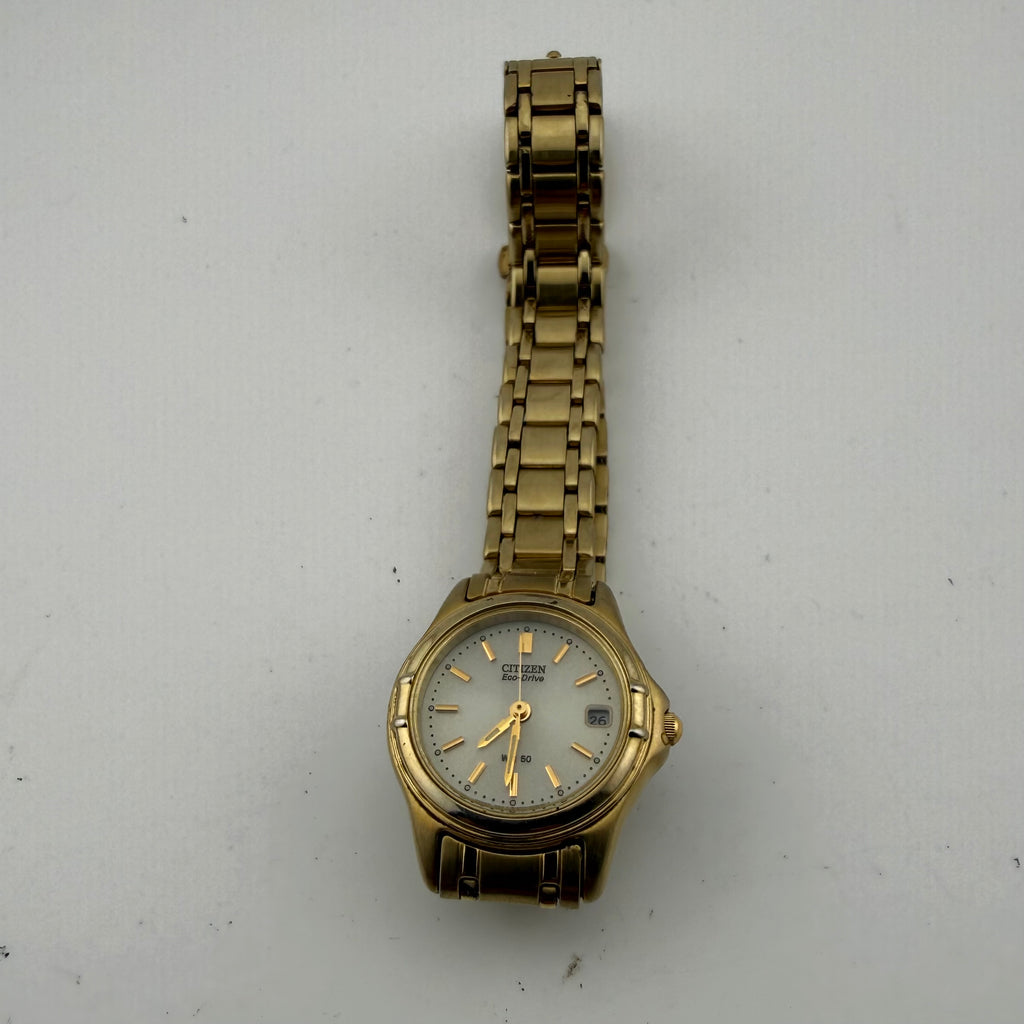 Citizen Eco-Drive Gold Tone Bracelet Watch – WR50 Date Model Fully Tested and Working £45.00