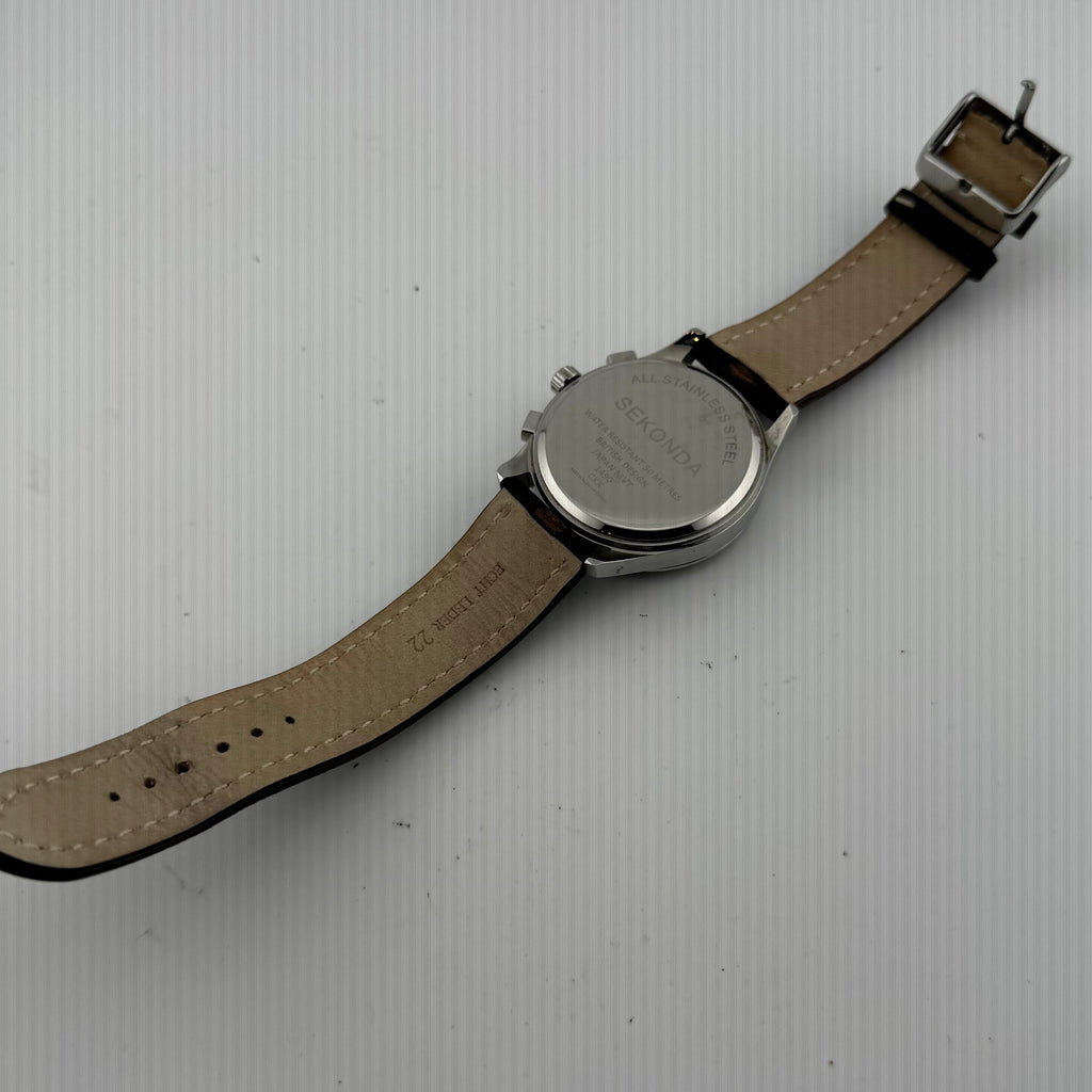 Sekonda 1490 CKX Men’s Chronograph Black Dial Brown Leather Watch 46mm (Fully Tested and working)- £35.00