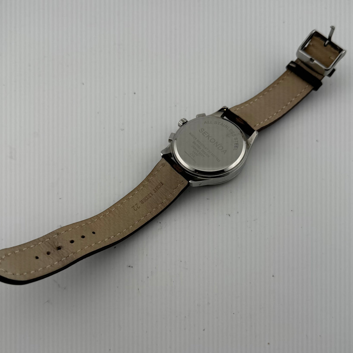 Sekonda 1490 CKX Men’s Chronograph Black Dial Brown Leather Watch 46mm (Fully Tested and working)- £35.00