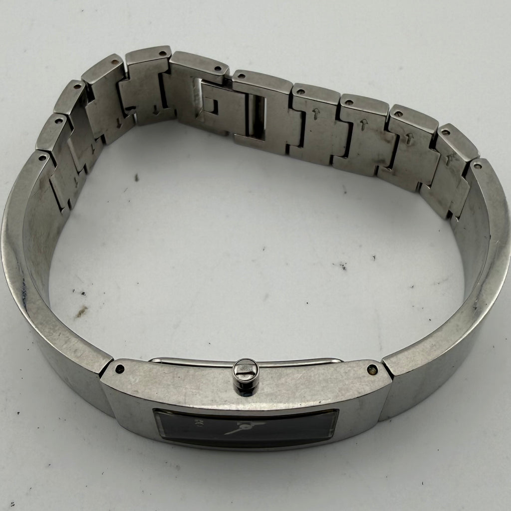 DKNY Ladies Silver Tone Black Dial Bangle Bracelet Quartz Watch Fully Tested and Working- £20.00