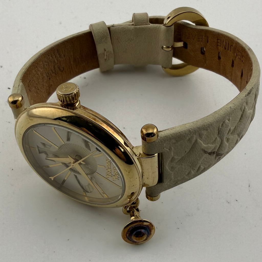 Vivienne Westwood Orb II VV006WHWH Ladies Gold Plated Swiss Quartz Watch 35mm Orb Charm- £80.00