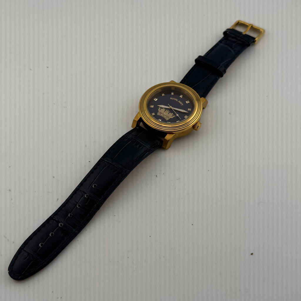 Royal Navy RN1008D Naval Crown Gold Tone Blue Dial Men’s Watch 45mm Rare Find- £55.00