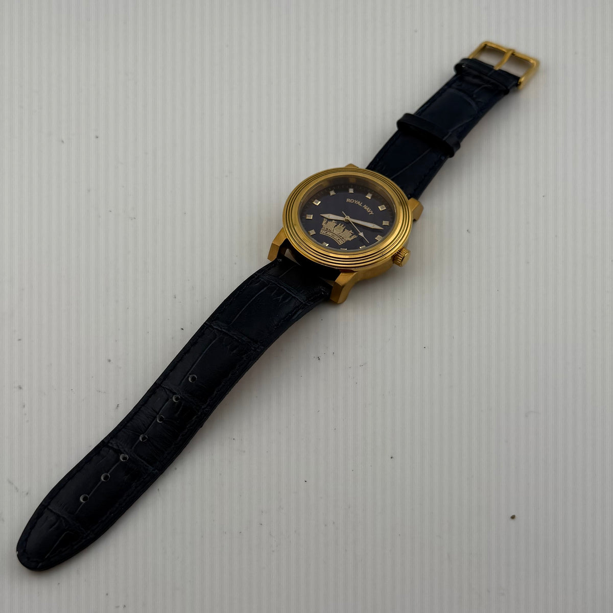 Royal Navy RN1008D Naval Crown Gold Tone Blue Dial Men’s Watch 45mm Rare Find- £55.00