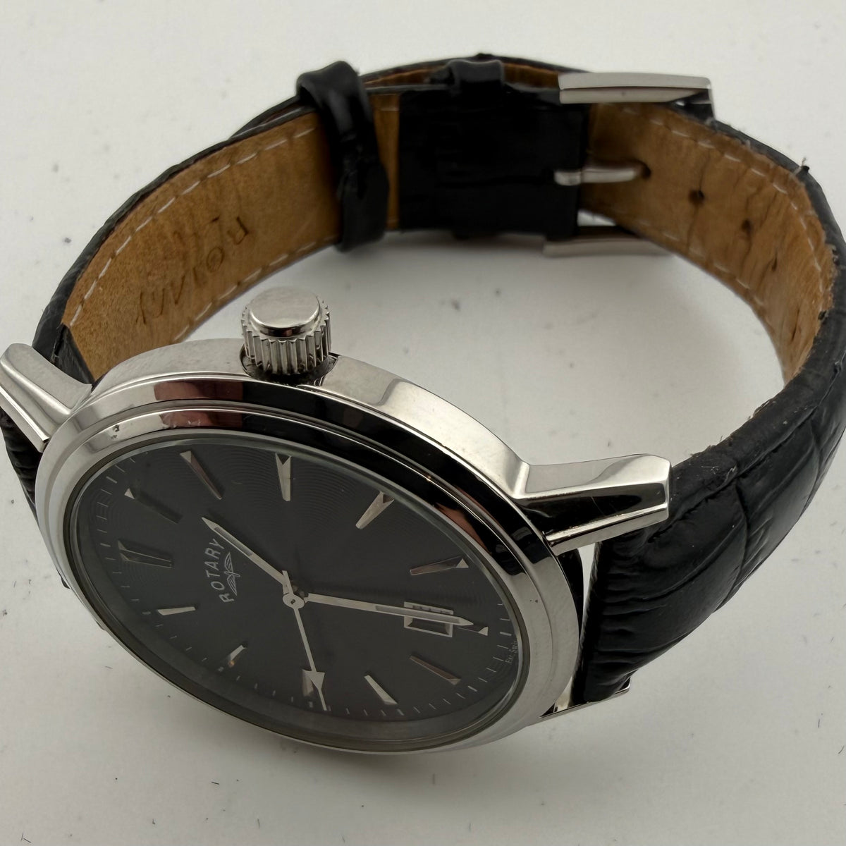 Rotary GS03439 Gents Black Dial Date Quartz Leather Watch Fully Tested and Working- £40.00