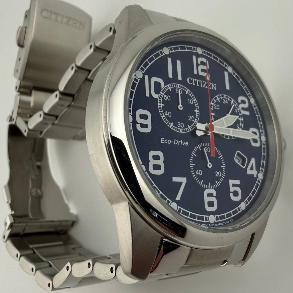 Citizen Eco-Drive H500 Chronograph Blue Dial Stainless Steel 44mm Boxed (Fully Tested and working)- £130.00