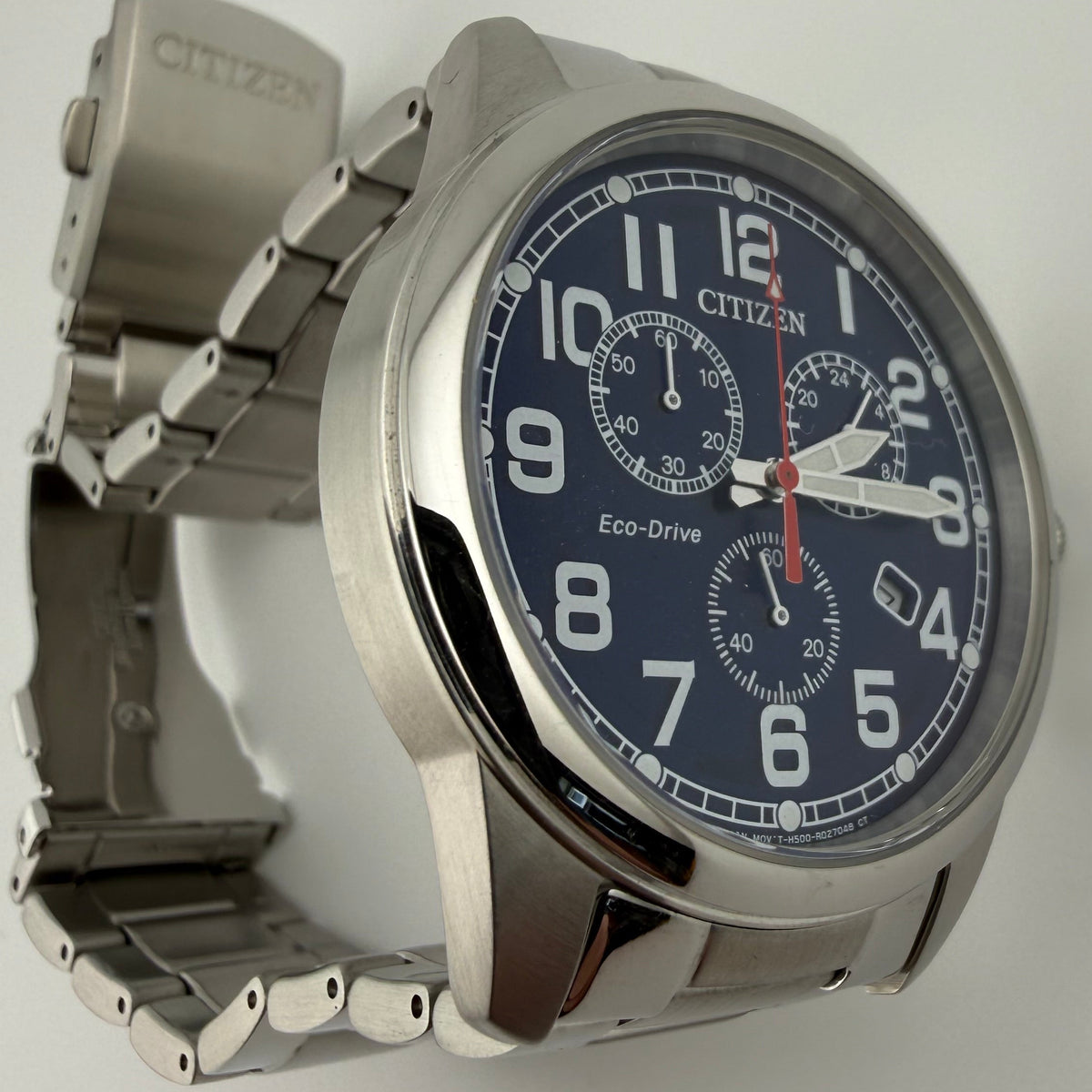 Citizen Eco-Drive H500 Chronograph Blue Dial Stainless Steel 44mm Boxed (Fully Tested and working)- £130.00