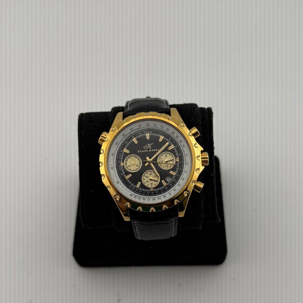Klaus Kobec WB135517 Gold Tone Quartz Chronograph Black Dial 50mm Watch (Fully Tested and working)- £55.00