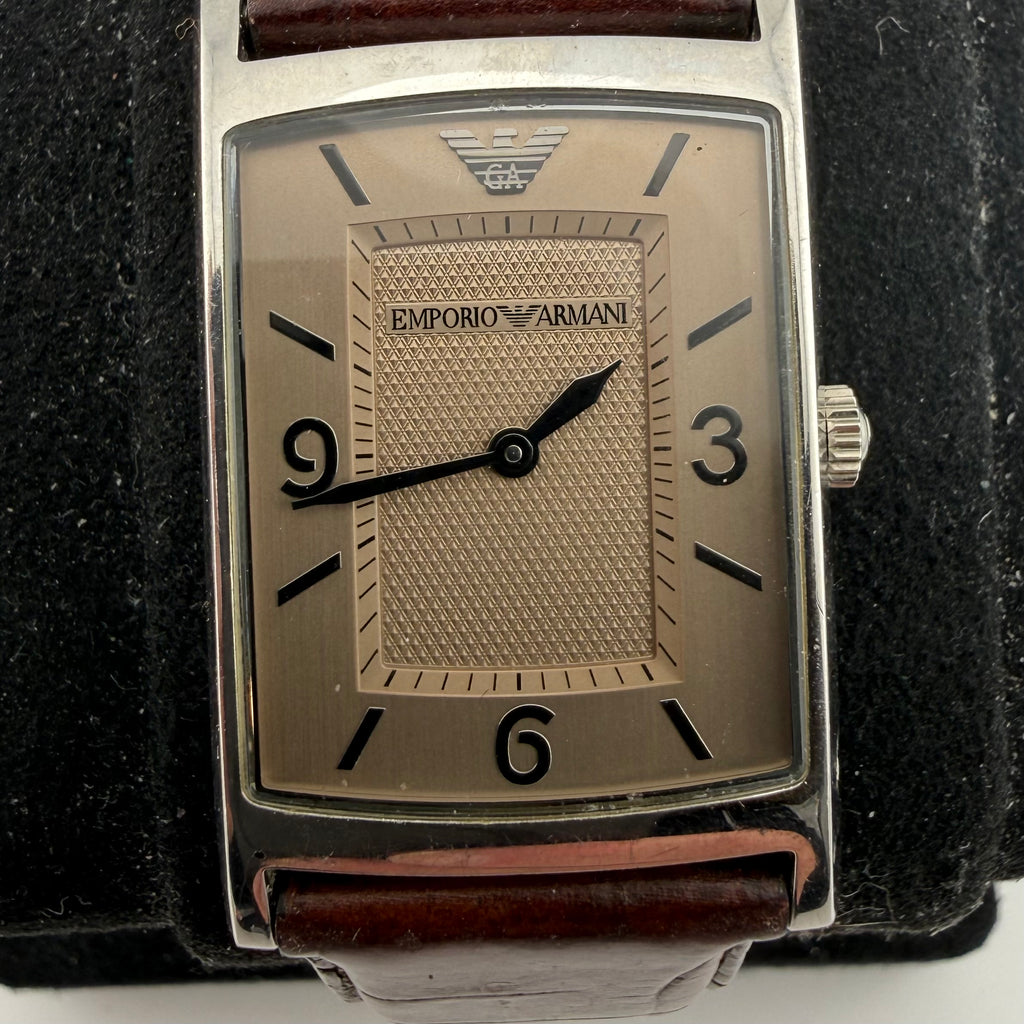 Emporio Armani AR-0148 Mens Rectangular Champagne Dial Watch Fully Tested and Working- £35.00