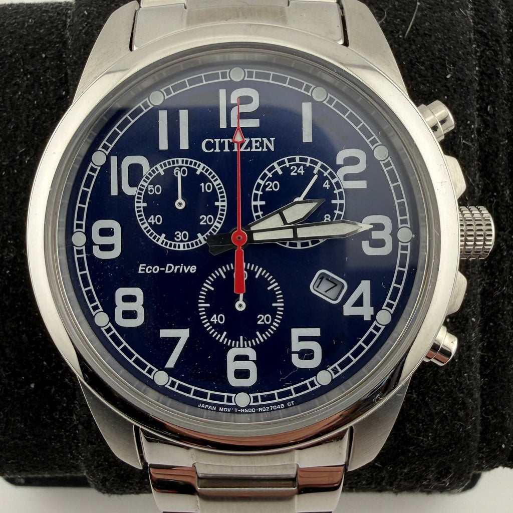 Citizen Eco-Drive H500 Chronograph Blue Dial Stainless Steel 44mm Boxed (Fully Tested and working)- £130.00