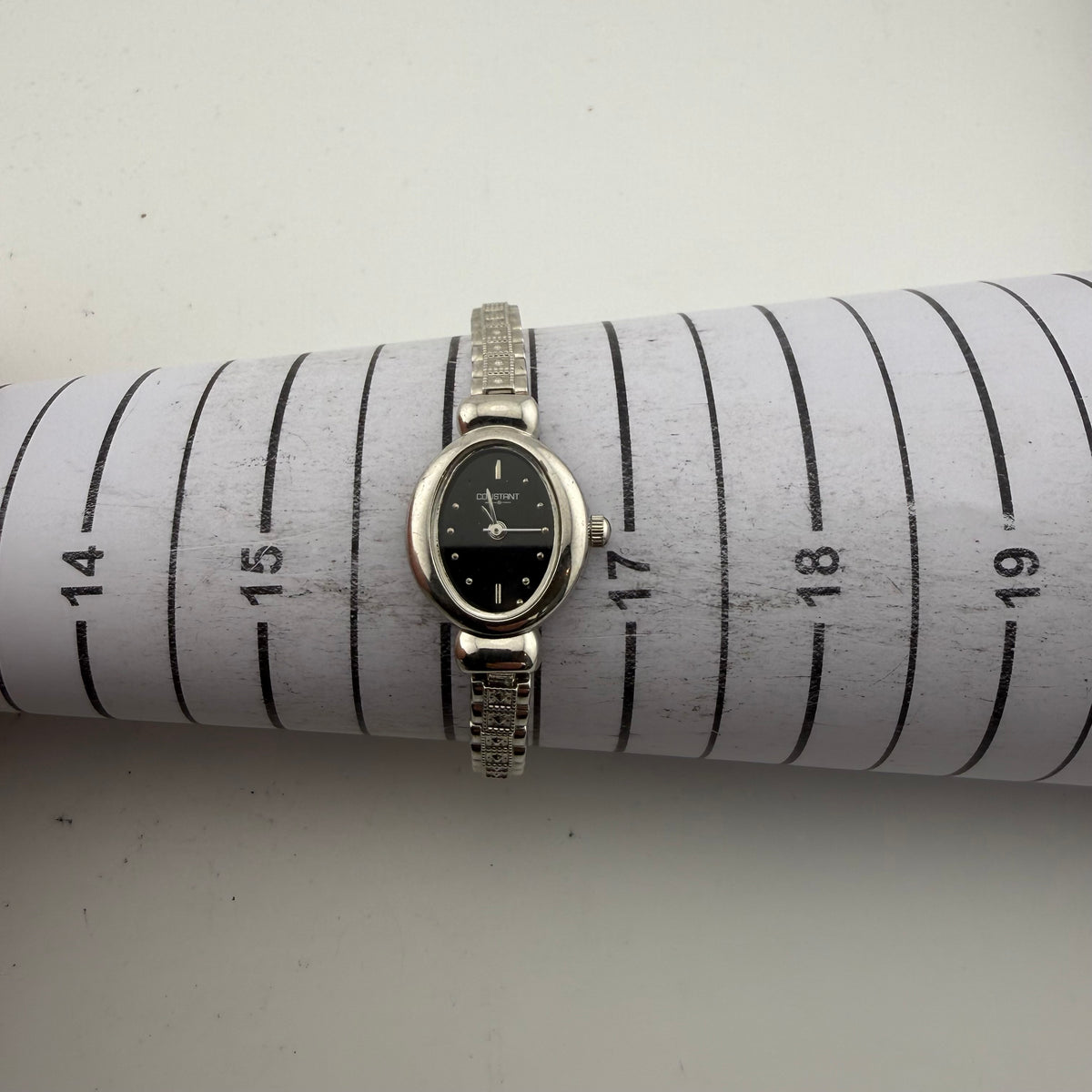 Constant Ladies Silver Tone Black Dial Quartz Bracelet Watch Fully Tested and  Working- £15.00