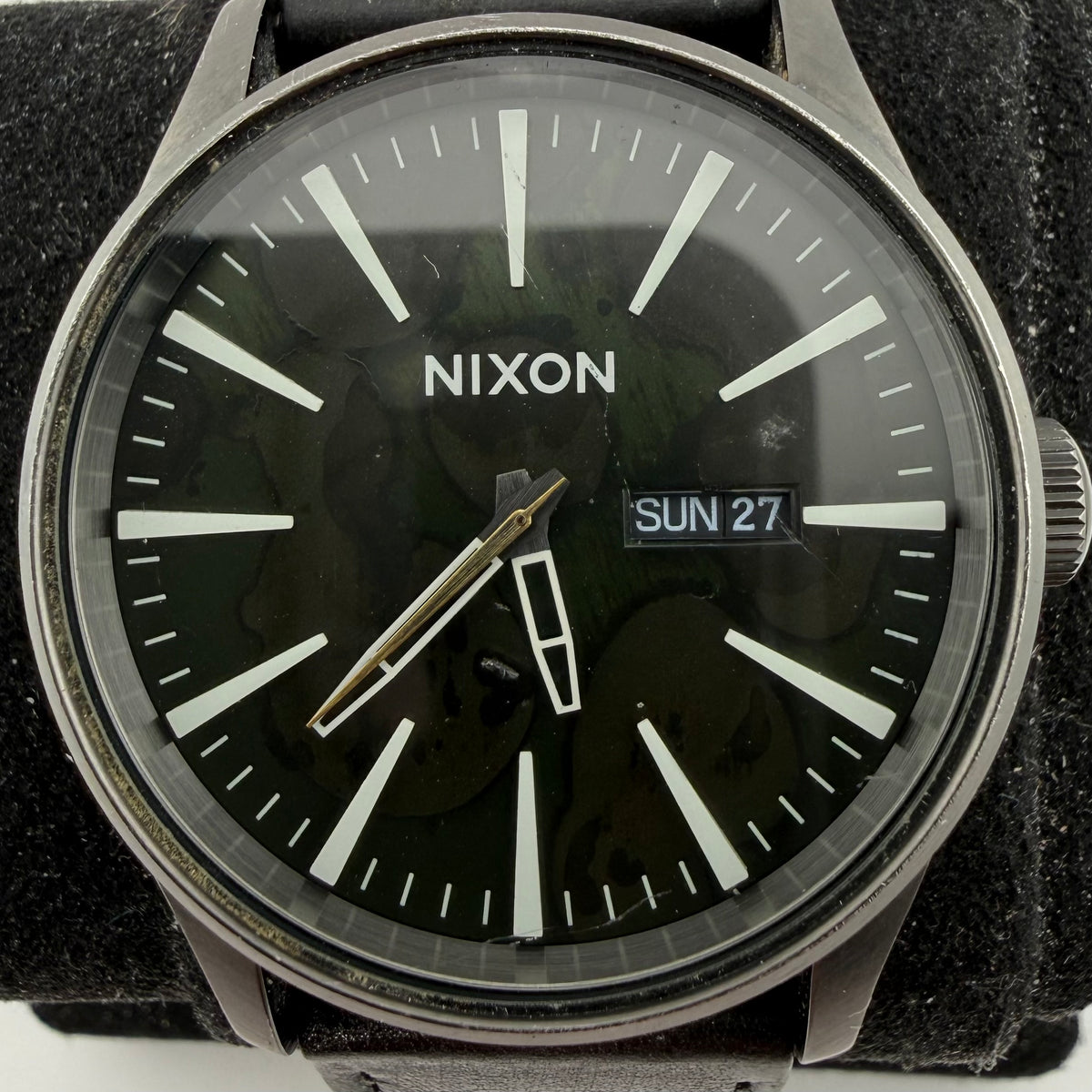 Nixon The Sentry Leather All Black Day Date Quartz Men’s Watch 45mm- £40.00