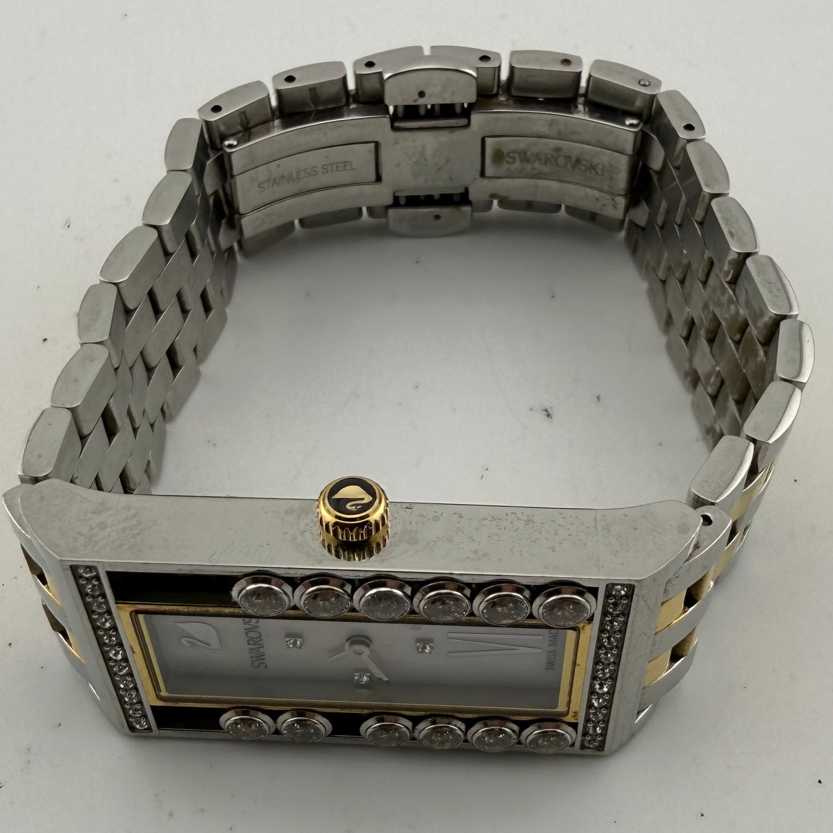 Swarovski Lovely Crystals Square 5096689 Two-Tone Swiss Watch – Boxed + Spare Links- £175.00