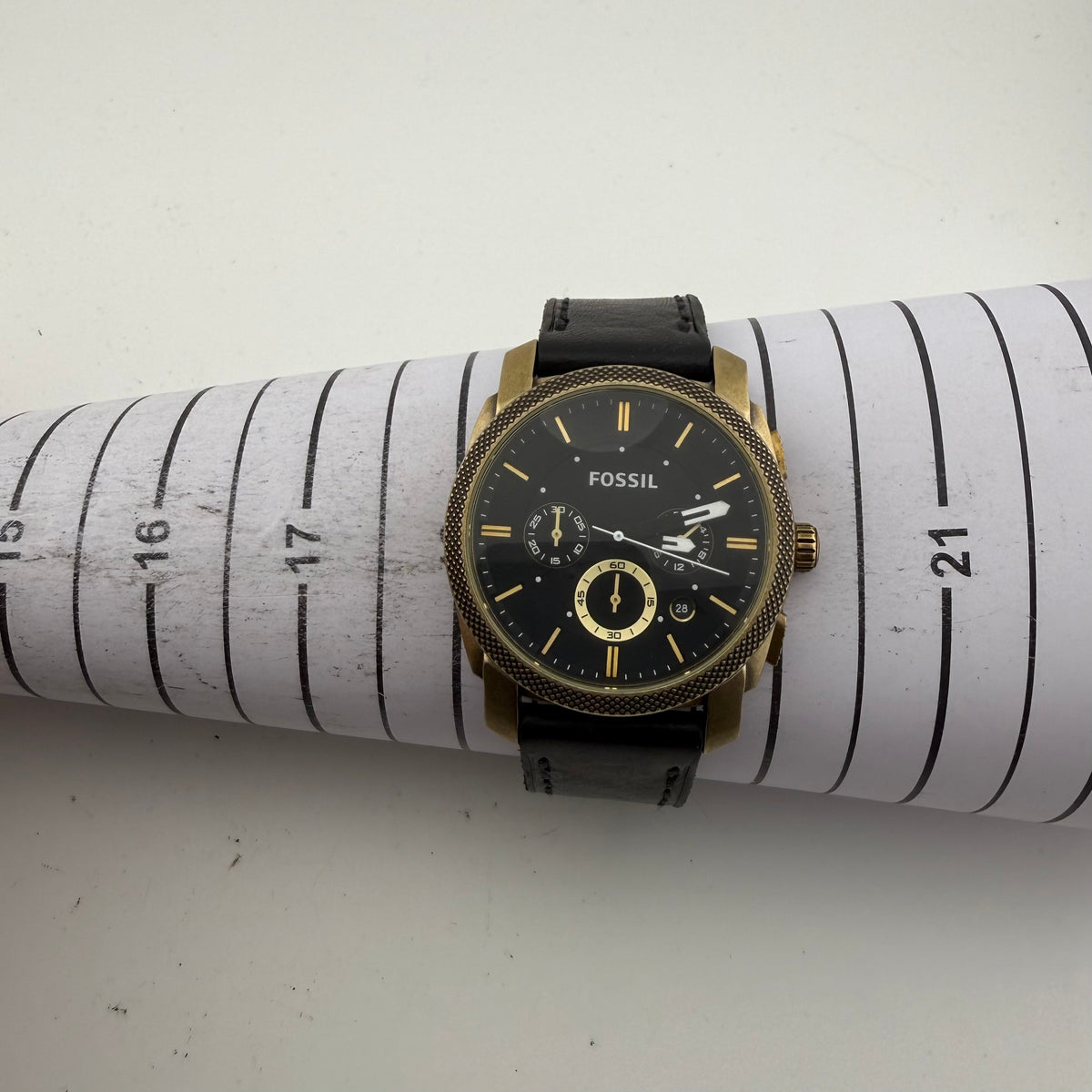 Fossil FS-4667 Mens Black Gold Tone Multifunction Watch Fully Tested and Working- £35.00