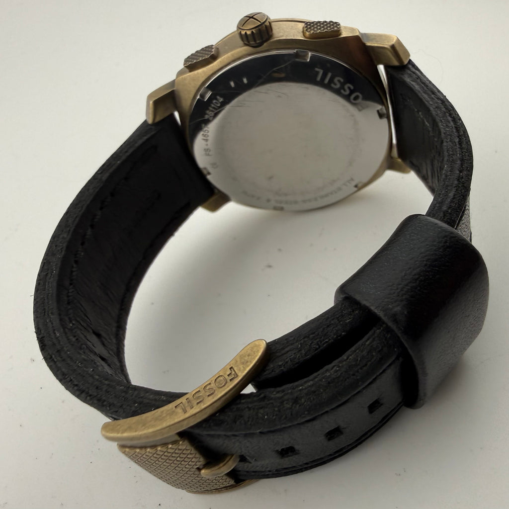 Fossil FS-4667 Mens Black Gold Tone Multifunction Watch Fully Tested and Working- £35.00