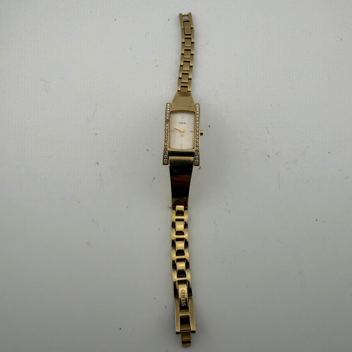 GUESS Ladies Gold Tone Crystal Set Rectangular Bracelet Watch Fully Tested and Working- £35.00