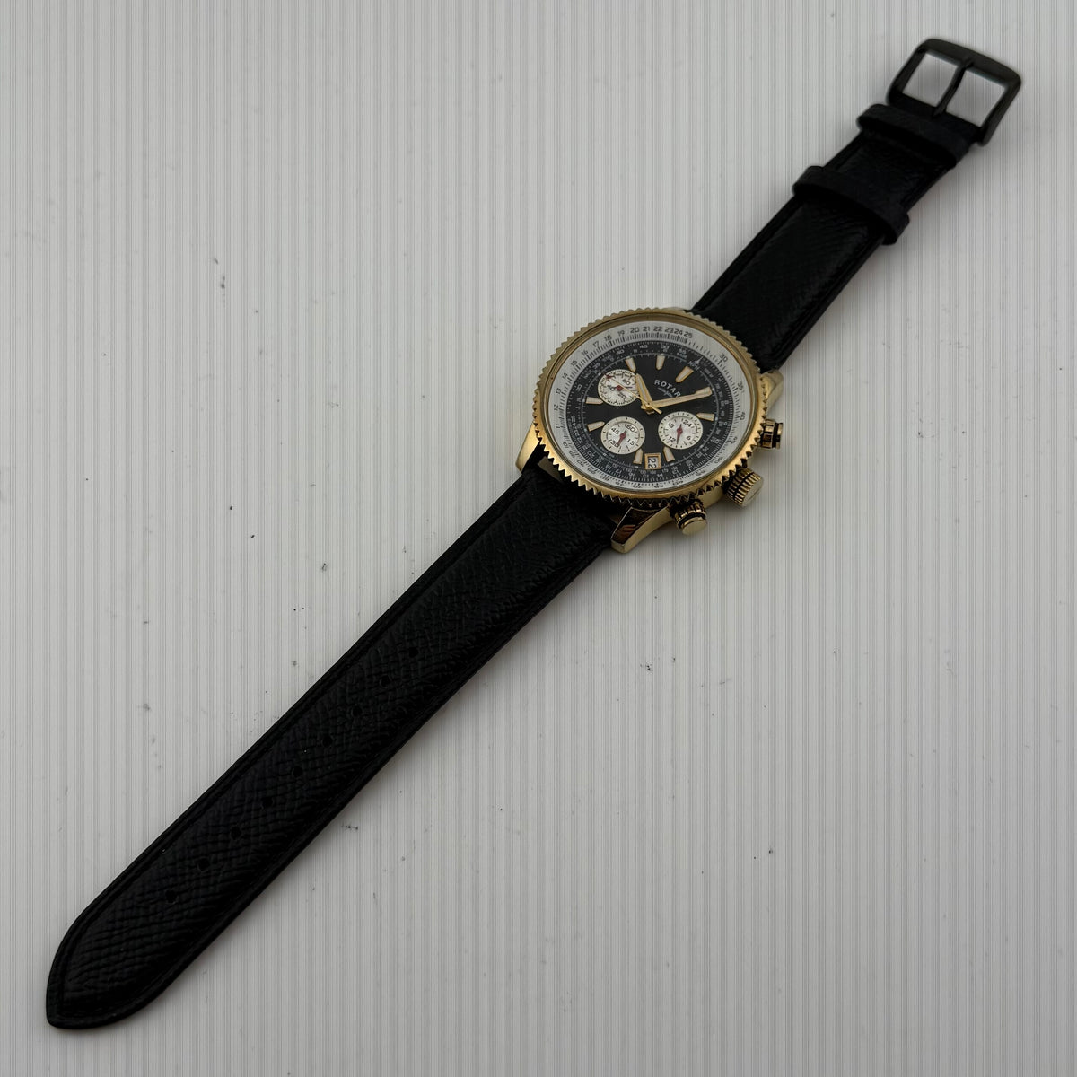Rotary GS03008/04 Chronospeed Pilot Chronograph Gold Tone Black Dial 46mm- £75.00