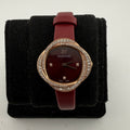 Swarovski Ladies Swiss Made Crystal Rose Gold Red Leather Watch Fully Tested and Working- £130.00