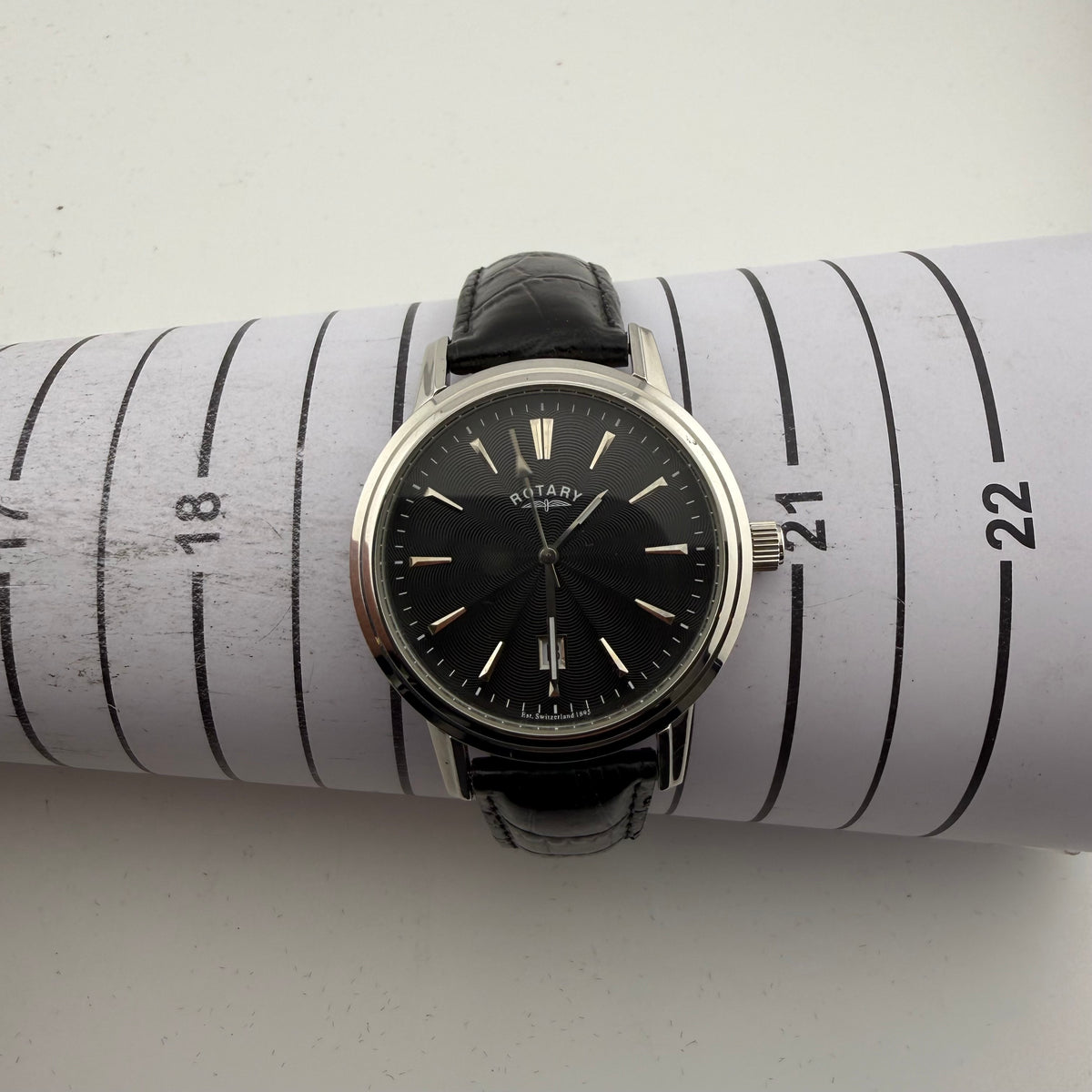 Rotary GS03439 Gents Black Dial Date Quartz Leather Watch Fully Tested and Working- £40.00