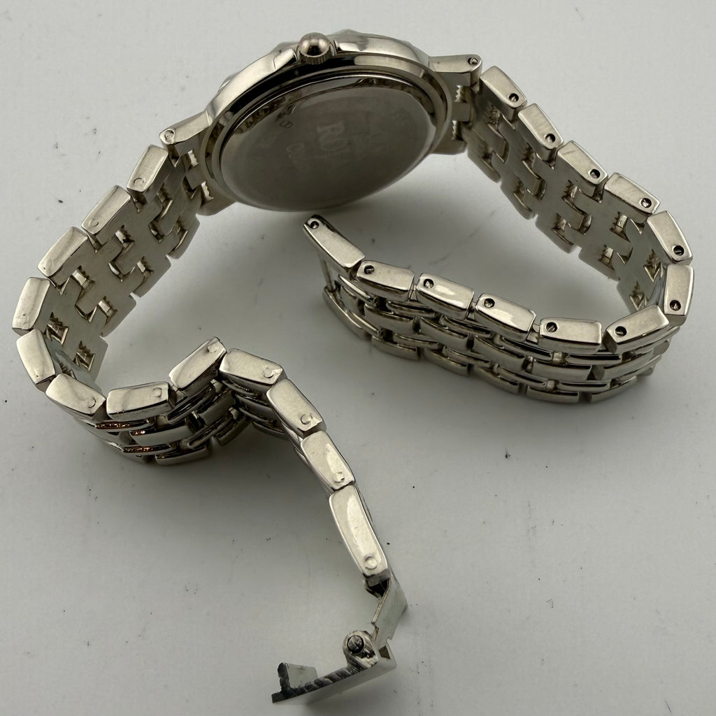 Rojas Quartz Gents Black Dial Silver Tone Bracelet Watch Fully Tested And Working- £15.00