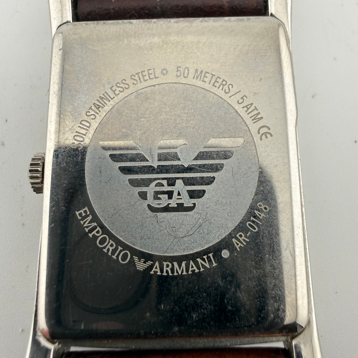 Emporio Armani AR-0148 Mens Rectangular Champagne Dial Watch Fully Tested and Working- £35.00