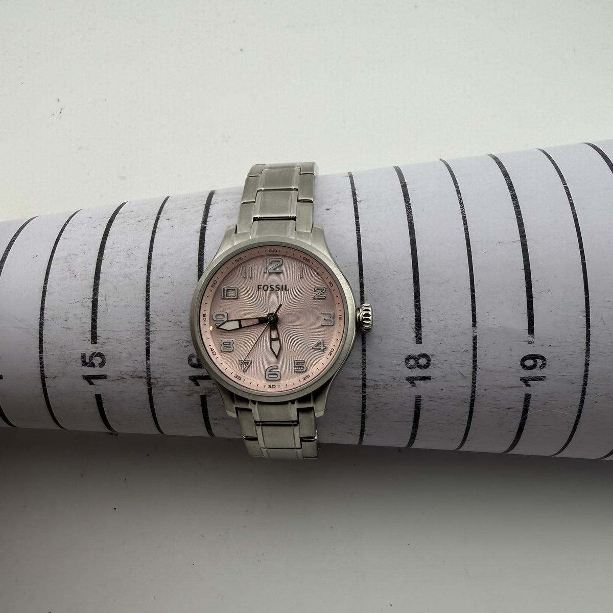 Fossil AM4294 Ladies Pink Dial Stainless Steel Quartz Watch 33mm (Fully Tested and working)- £30.00