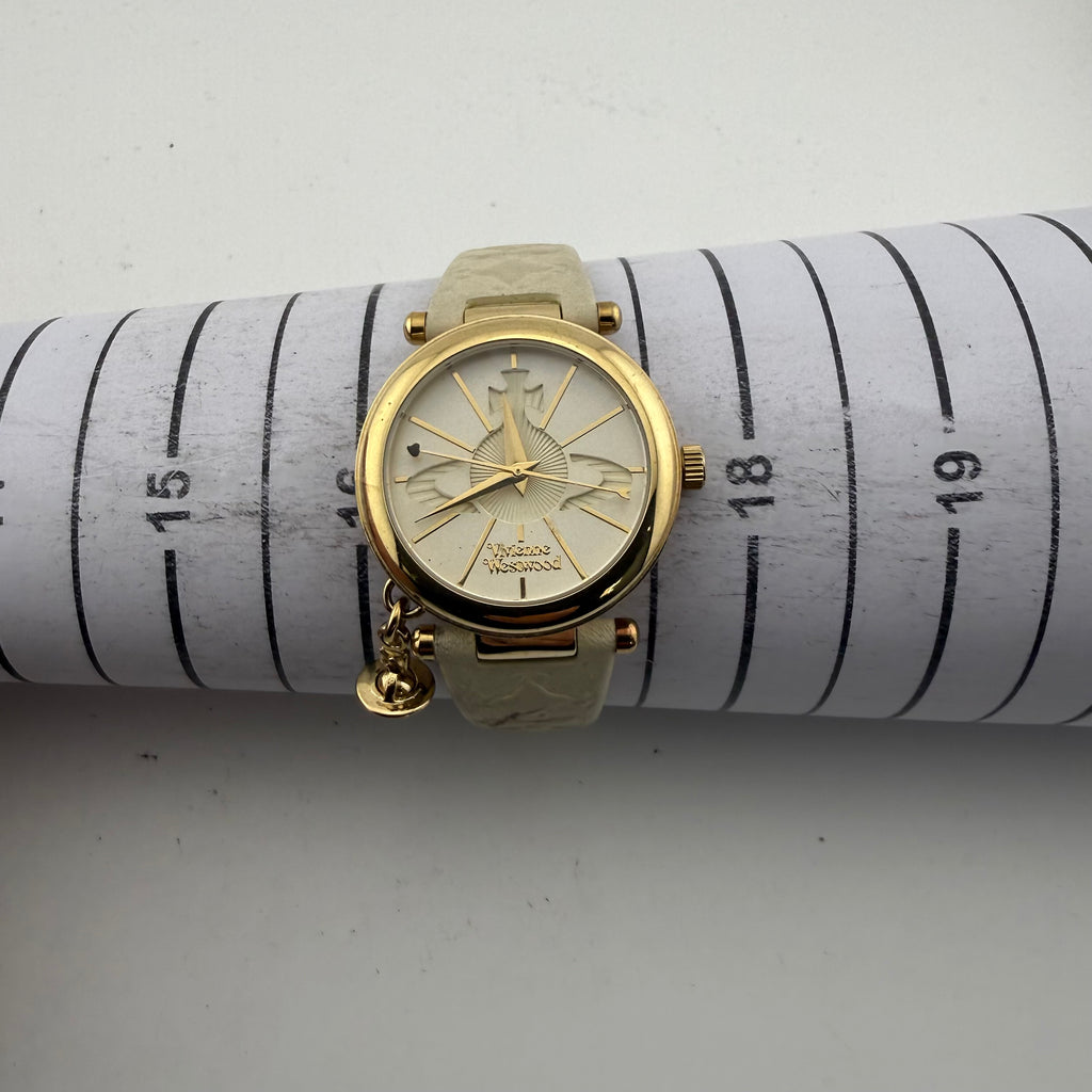 Vivienne Westwood Orb II VV006WHWH Ladies Gold Plated Swiss Quartz Watch 35mm Orb Charm- £80.00