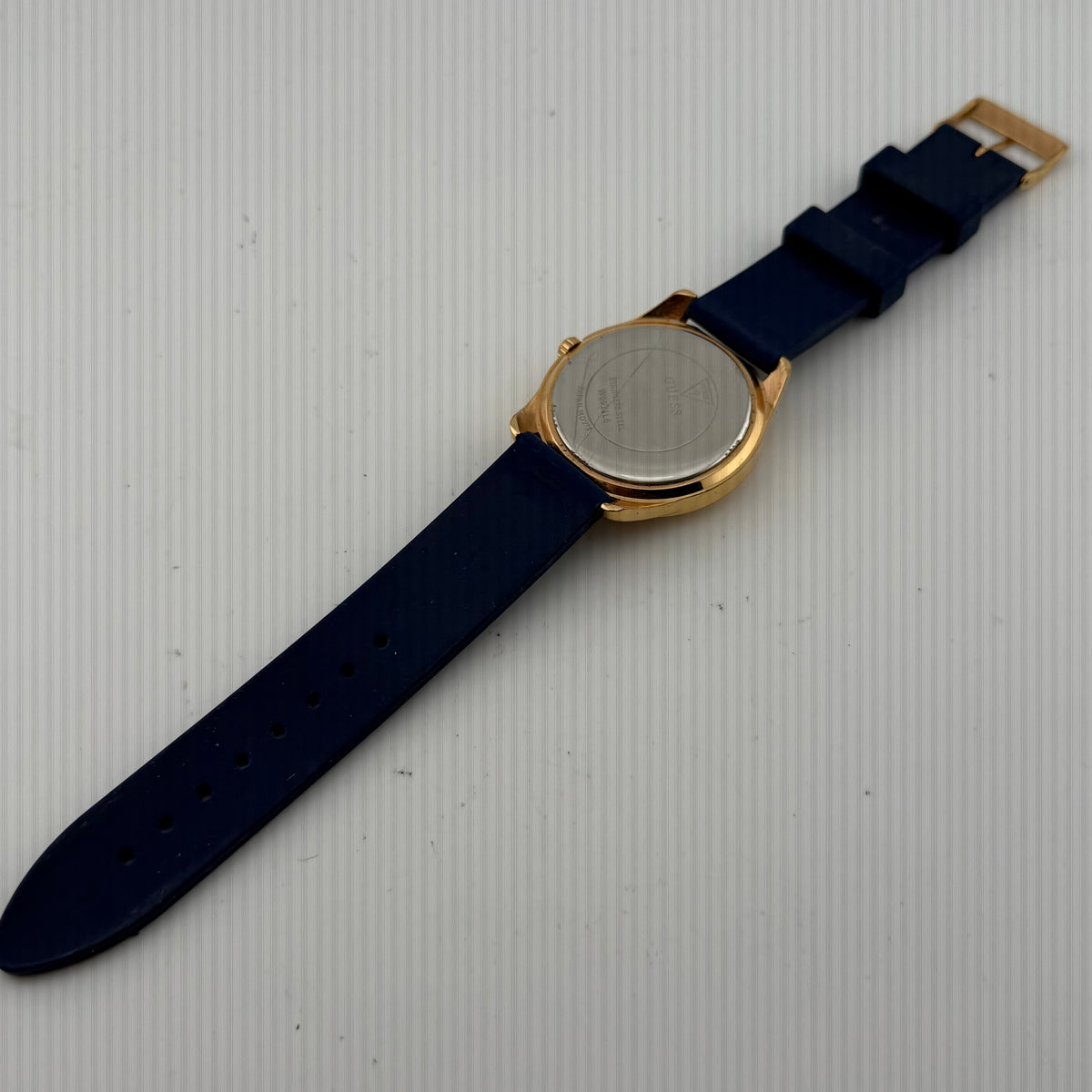 Guess G-Twist W0911L6 Ladies Rose Gold Tone Logo Watch Blue Silicone Strap- £45.00