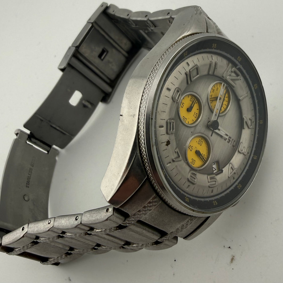 Fossil JR-9937 Gents Chronograph Watch Yellow Sub Dials Fully Tested and Working- £35.00