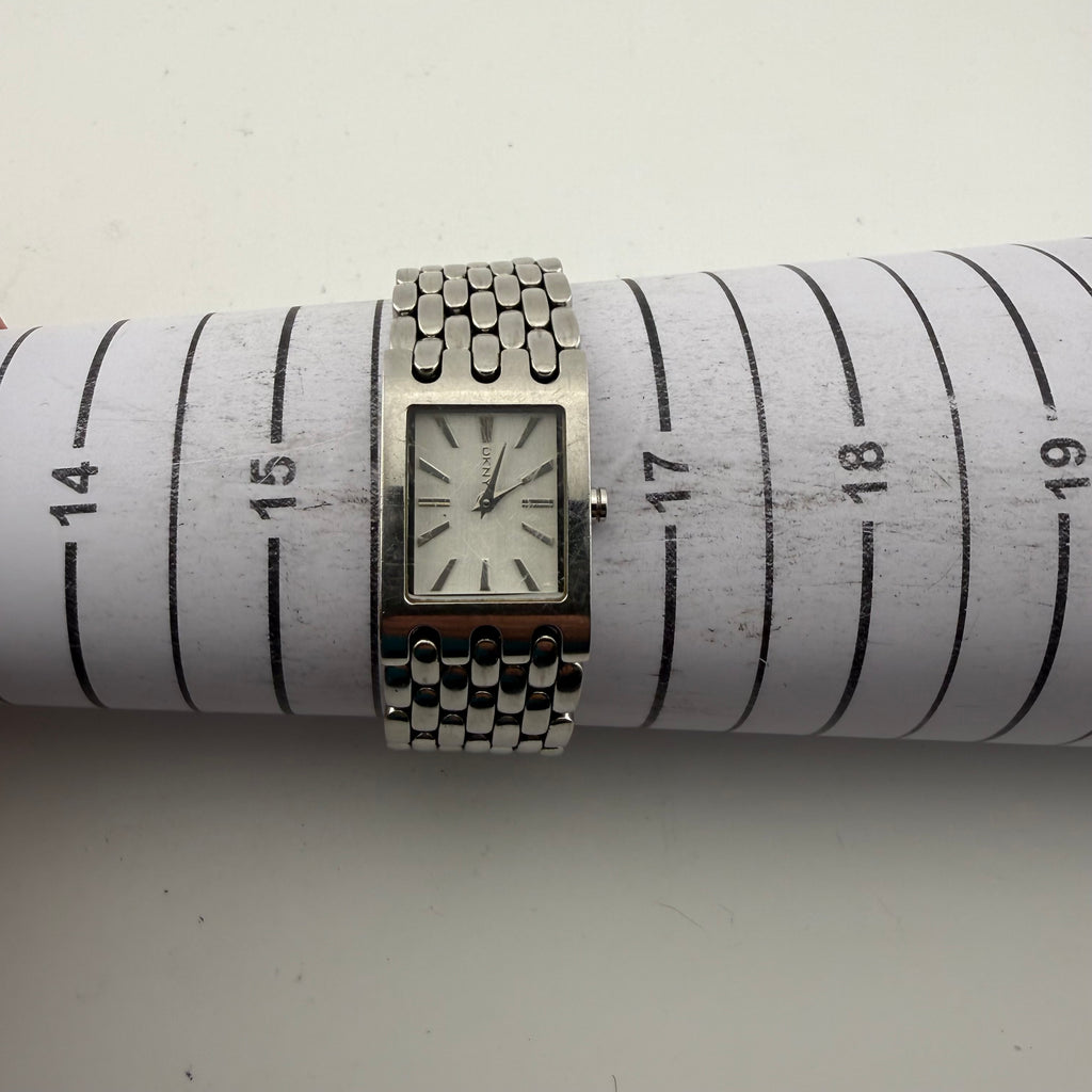 DKNY NY8191 Ladies Silver Stainless Steel Rectangular Quartz Fully Tested and Working- £25.00