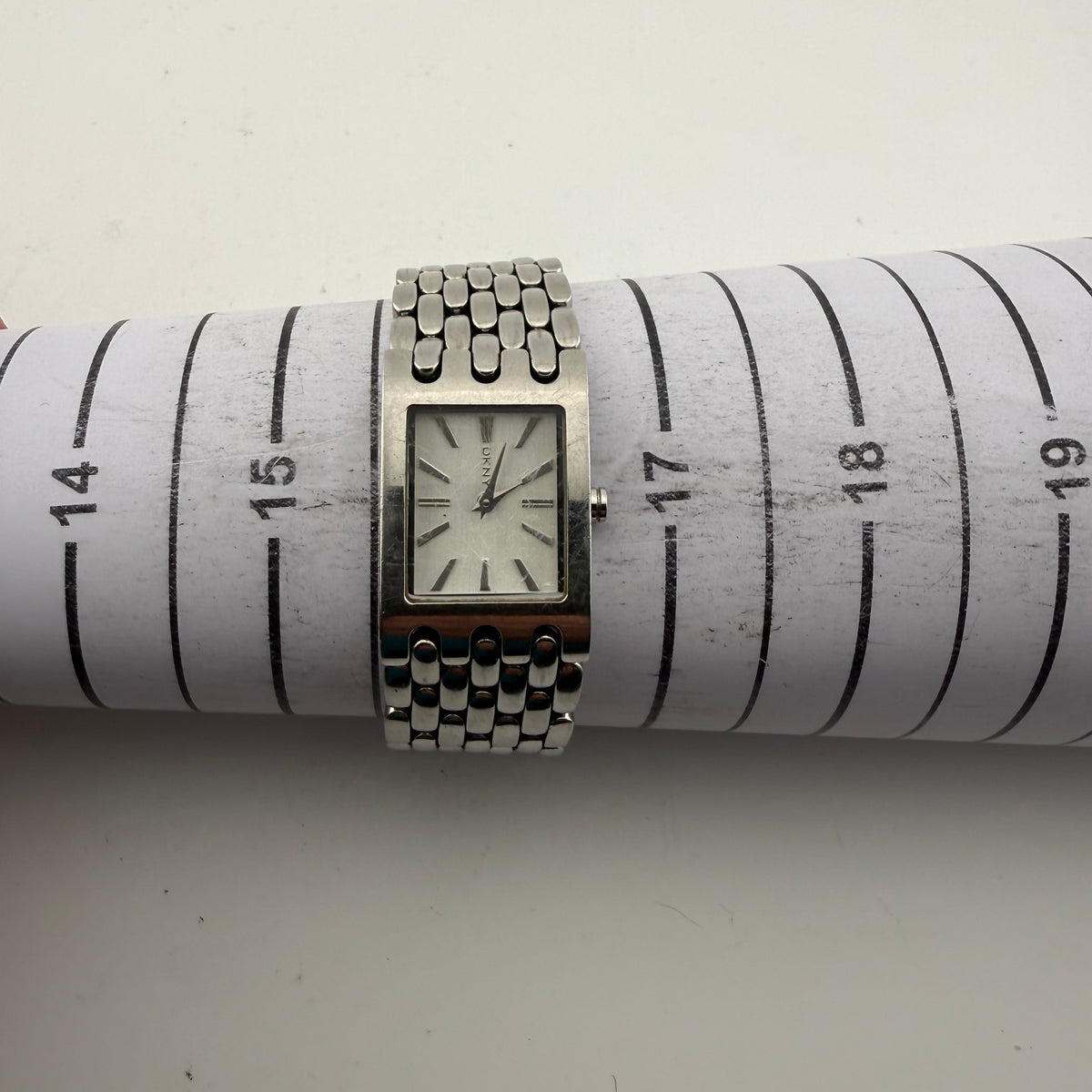 DKNY NY8191 Ladies Silver Stainless Steel Rectangular Quartz Fully Tested and Working- £25.00